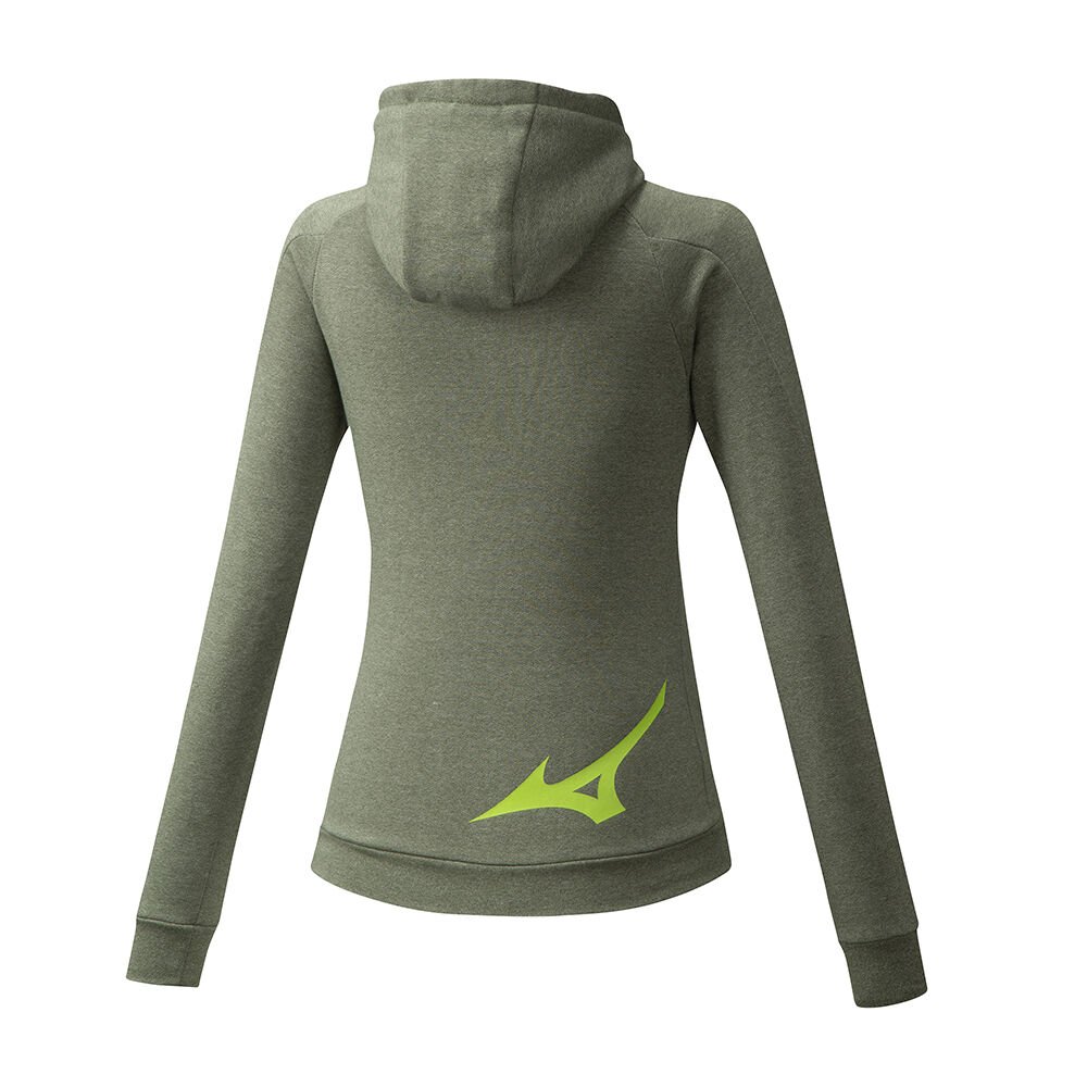 Felpa Con Cappuccio Mizuno Athletic Cerniera Donna - khaki/Grigie - 34571-ECVF